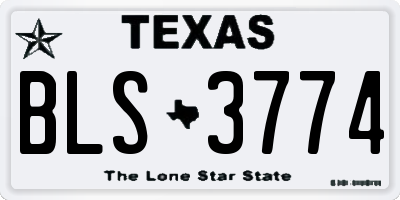 TX license plate BLS3774