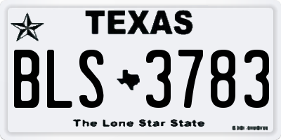 TX license plate BLS3783