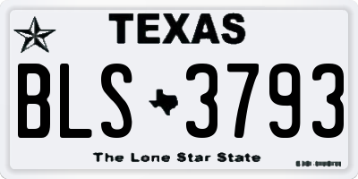 TX license plate BLS3793