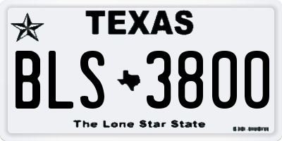 TX license plate BLS3800
