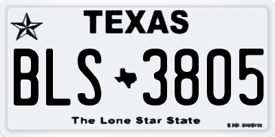 TX license plate BLS3805