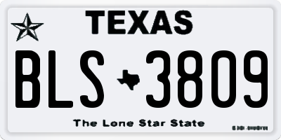 TX license plate BLS3809