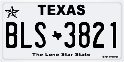 TX license plate BLS3821