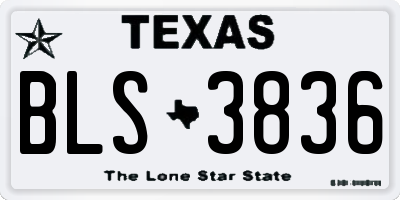 TX license plate BLS3836