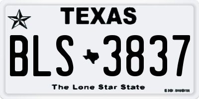 TX license plate BLS3837