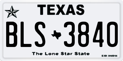TX license plate BLS3840