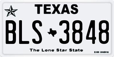 TX license plate BLS3848