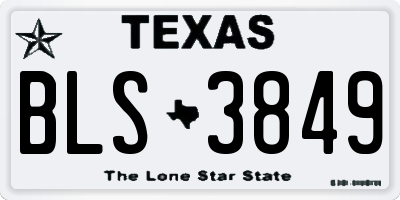 TX license plate BLS3849