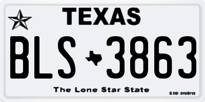 TX license plate BLS3863