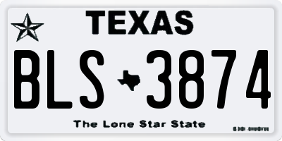 TX license plate BLS3874
