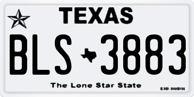 TX license plate BLS3883