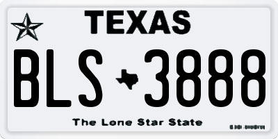 TX license plate BLS3888
