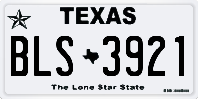 TX license plate BLS3921