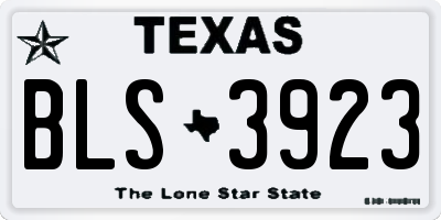 TX license plate BLS3923