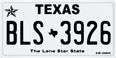 TX license plate BLS3926