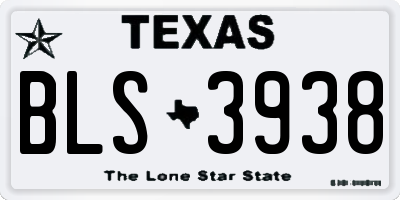 TX license plate BLS3938