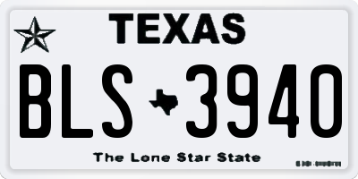 TX license plate BLS3940