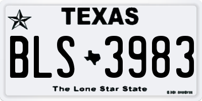 TX license plate BLS3983