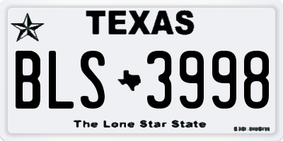 TX license plate BLS3998