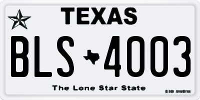 TX license plate BLS4003