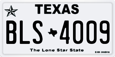 TX license plate BLS4009