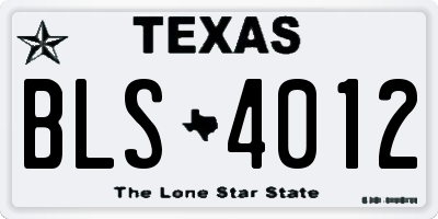 TX license plate BLS4012
