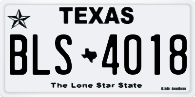 TX license plate BLS4018