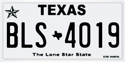 TX license plate BLS4019