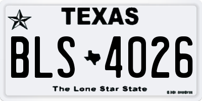 TX license plate BLS4026