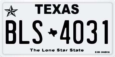 TX license plate BLS4031