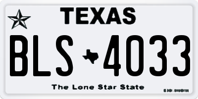 TX license plate BLS4033