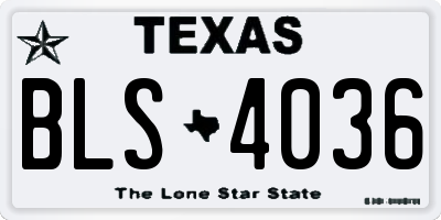 TX license plate BLS4036