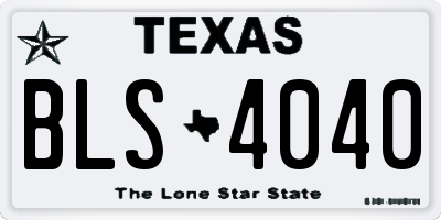 TX license plate BLS4040