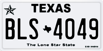 TX license plate BLS4049