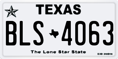 TX license plate BLS4063