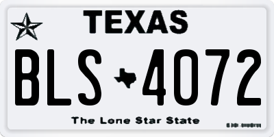 TX license plate BLS4072