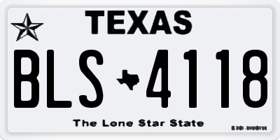 TX license plate BLS4118