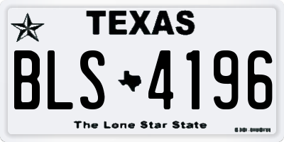 TX license plate BLS4196