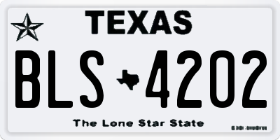 TX license plate BLS4202