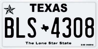 TX license plate BLS4308