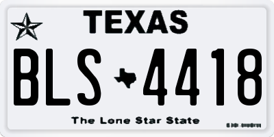 TX license plate BLS4418