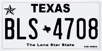 TX license plate BLS4708
