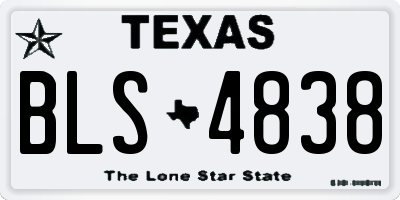 TX license plate BLS4838