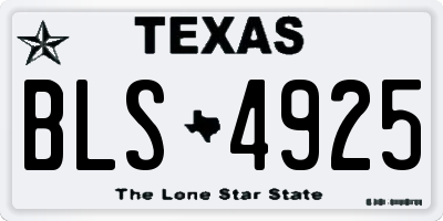TX license plate BLS4925
