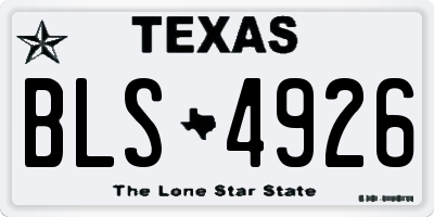 TX license plate BLS4926