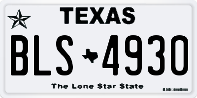 TX license plate BLS4930