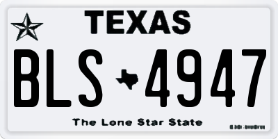 TX license plate BLS4947