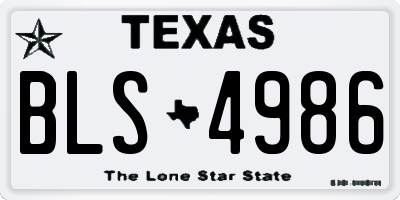 TX license plate BLS4986