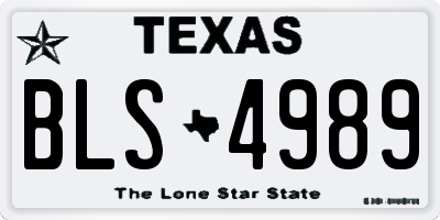 TX license plate BLS4989