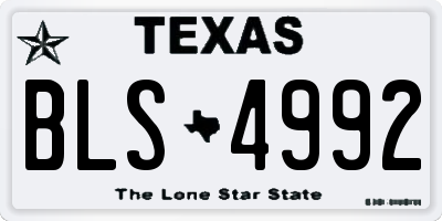 TX license plate BLS4992